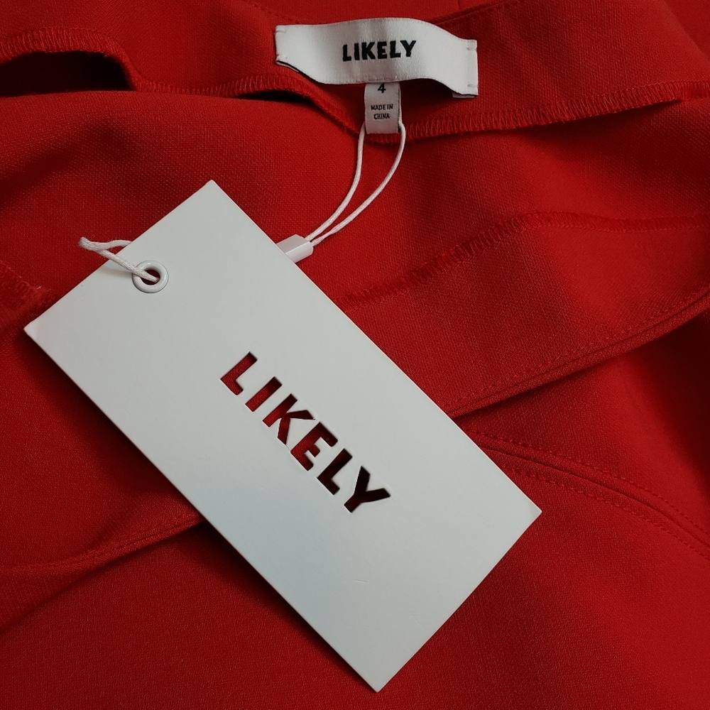 NWT Likely Maisey One Shoulder Bodycon Mini Dress Scarlet Red Size 4 - Picture 12 of 14